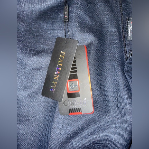 NWT Cliff-in "Italian Fit" Men’s Trousers - Dark Blue Grid Pattern - Sz 34 - Picture 13 of 15